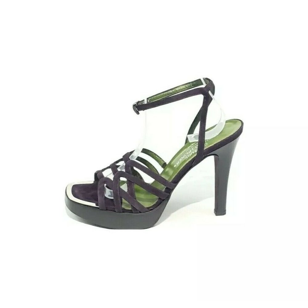 Donald Pliner Platform Heels Ankle Strap Open Toe Purple Womens US 9.5